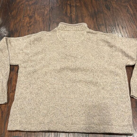 VTG Woolrich 1/4 Zip 100% Wool Sweater Adult XL Beige British Tan Mock Neck - Picture 8 of 8